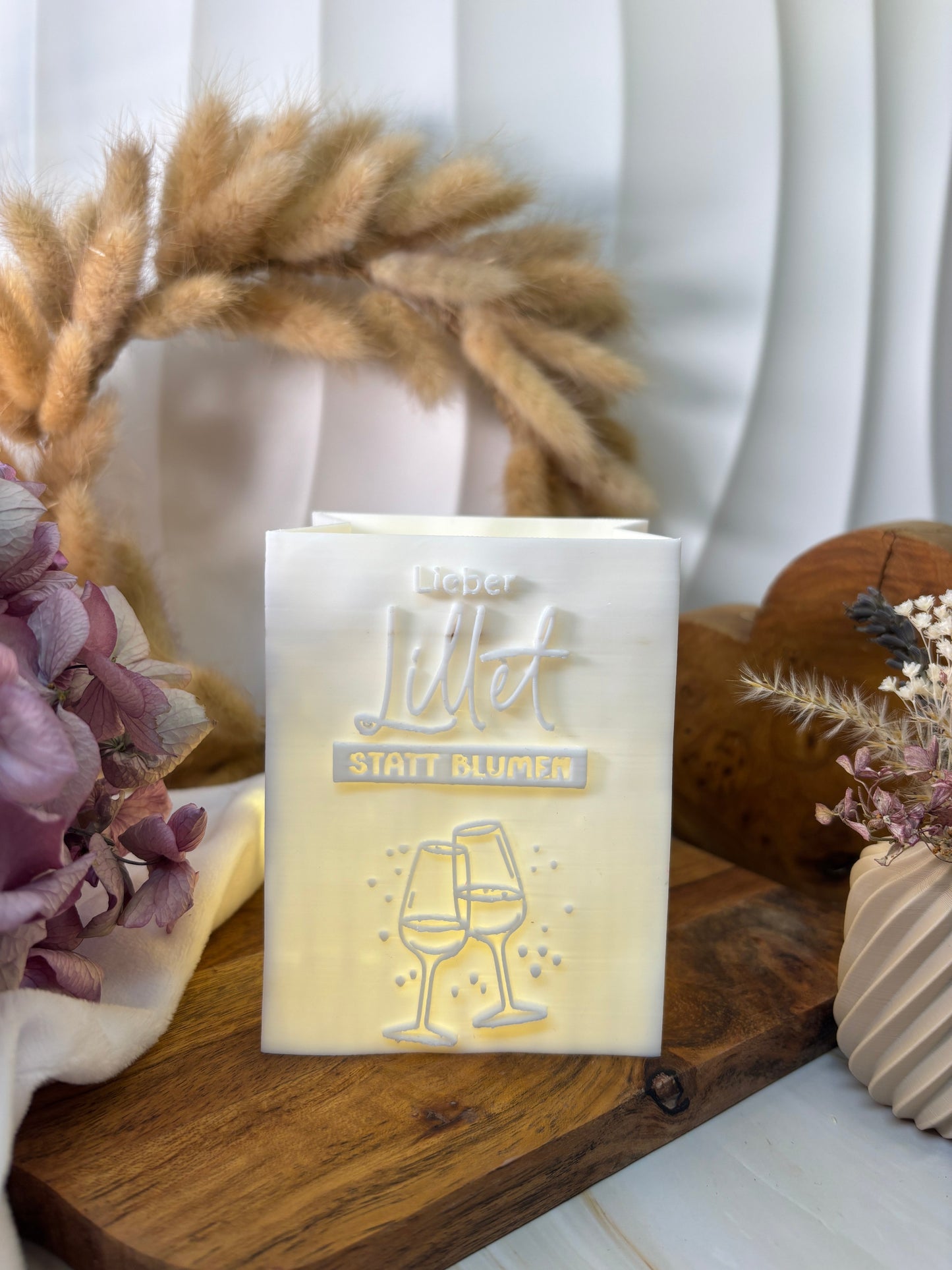 3D-Druckdatei - Windlicht - Papiertüte - Lieber Lillet statt Blumen