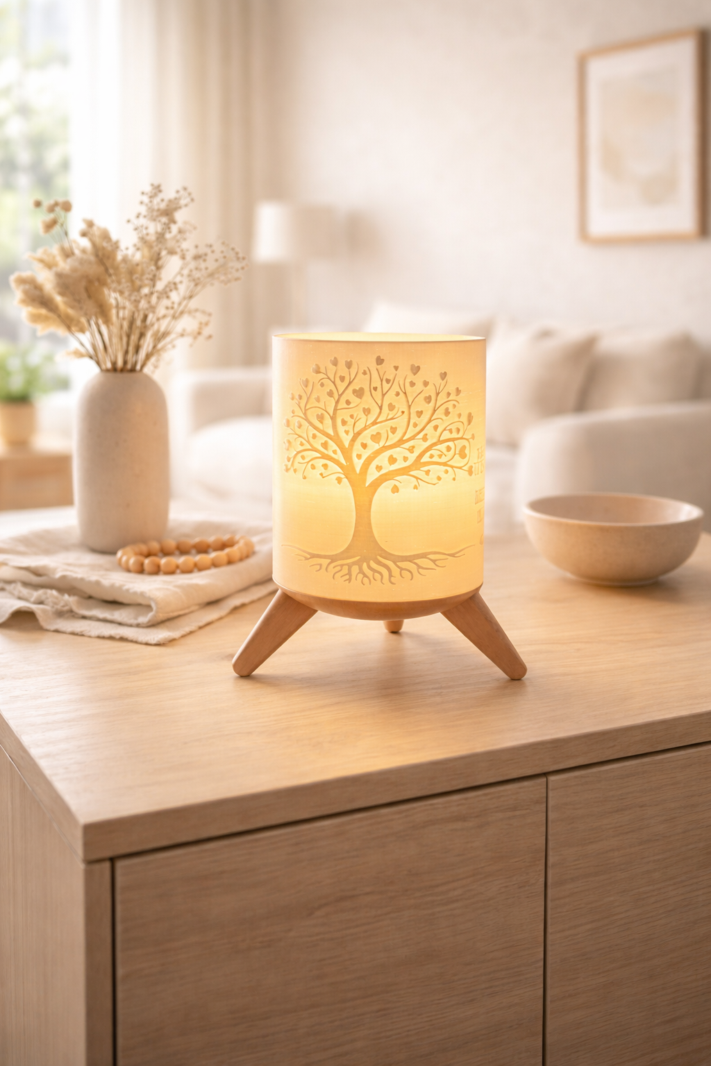 3D-Druckdatei - Deko Lampe Baum Familie - für LED Lampenfassung