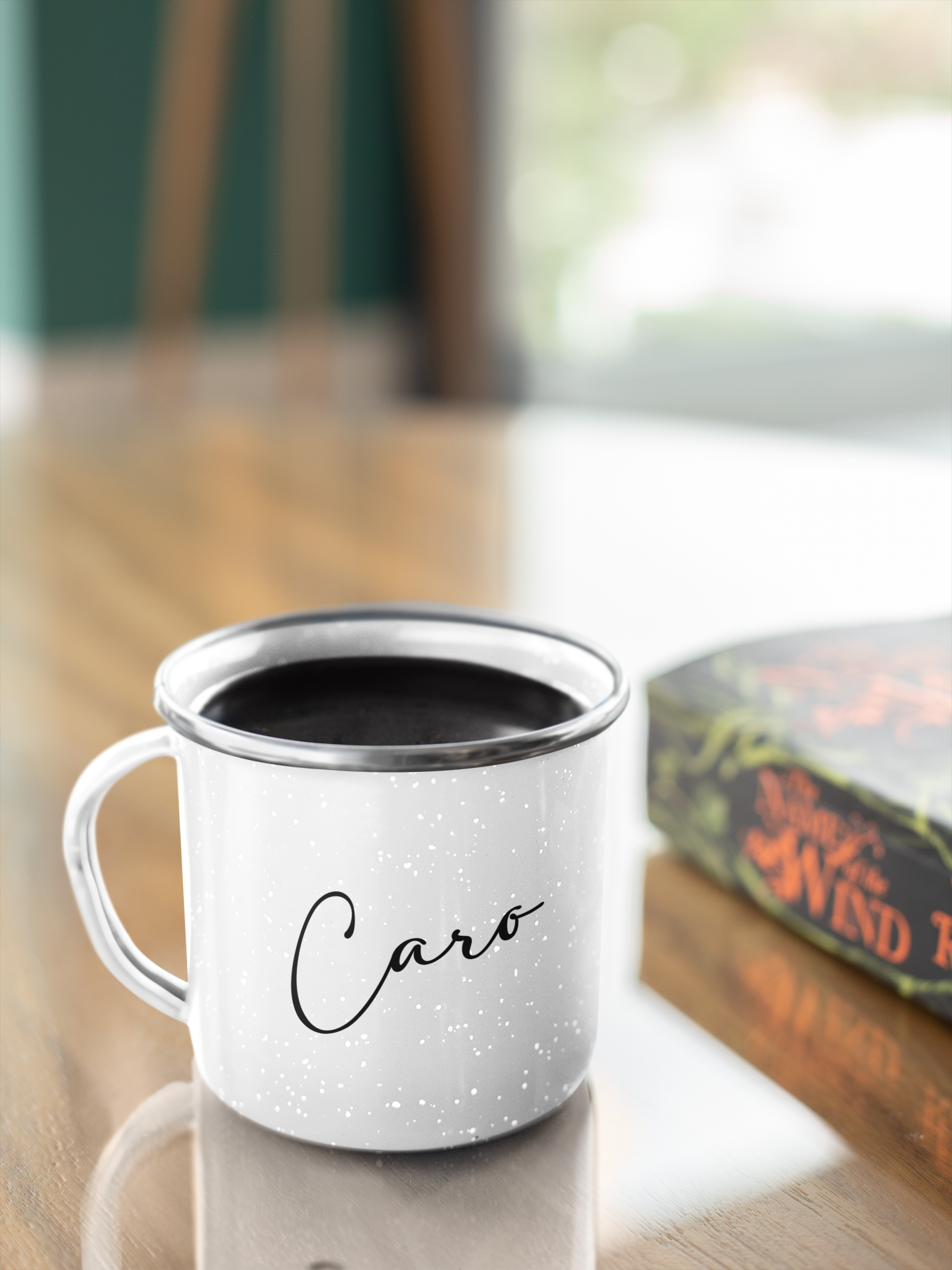 "Wanderlust" personalisiert Emailletasse