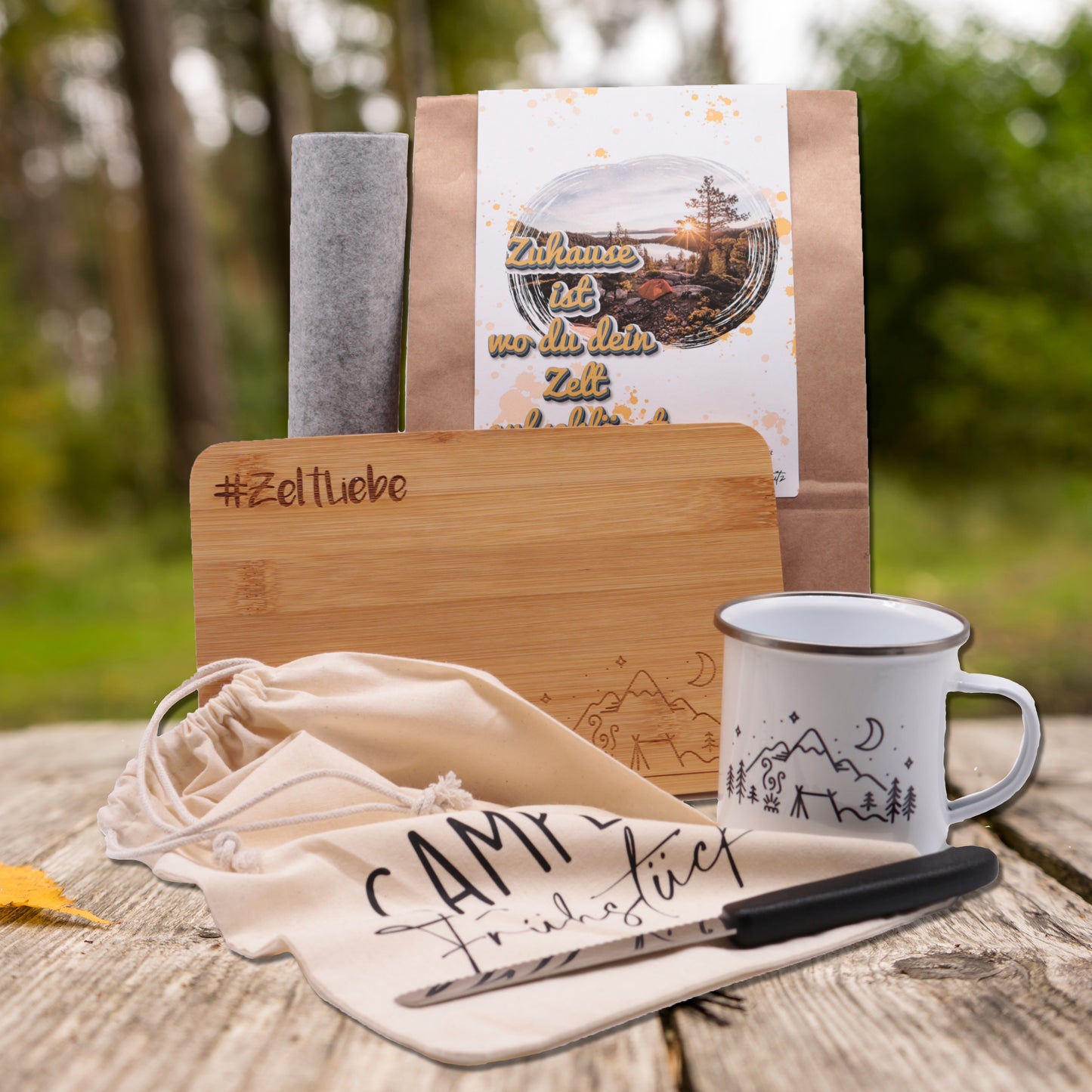 Camping Geschenktüte "Zelt Frühstück"