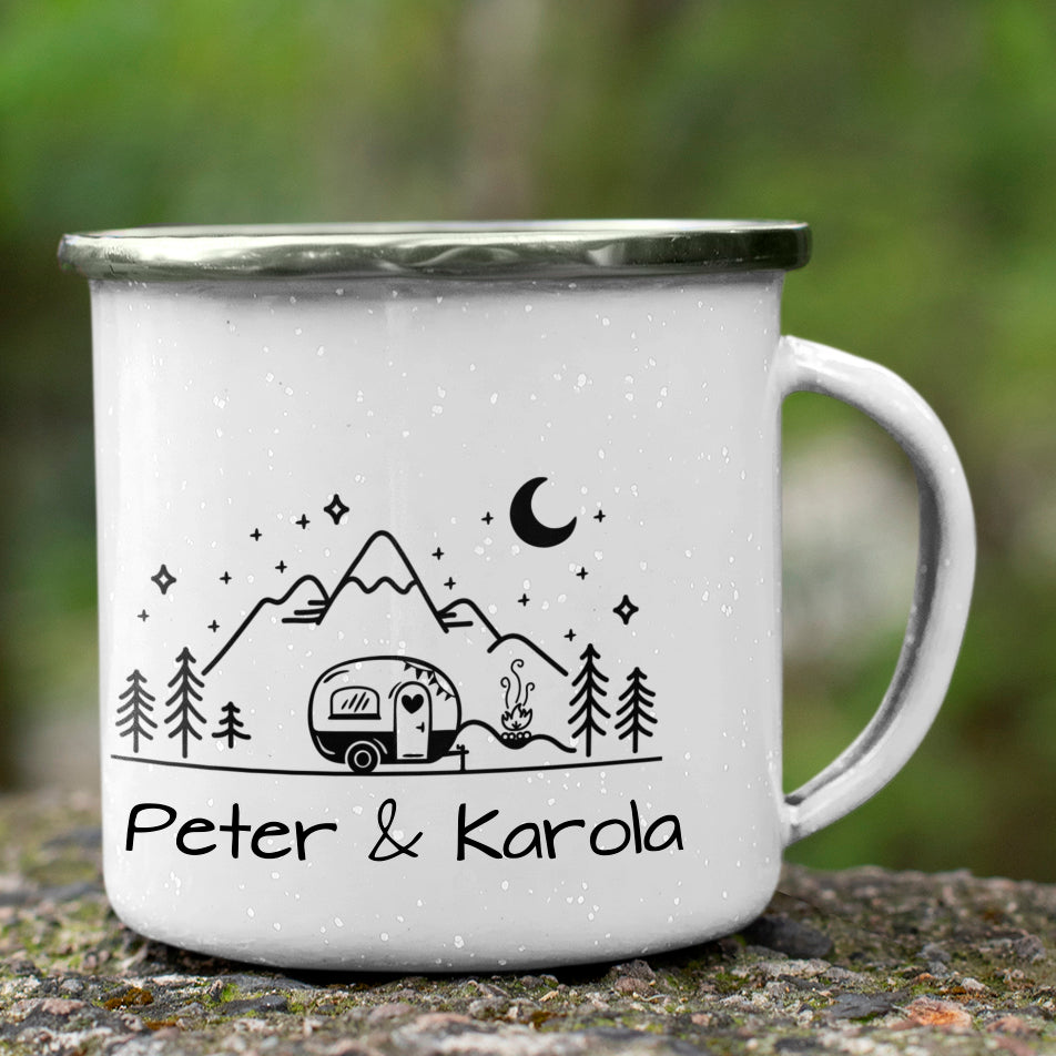 "Wohnwagen" personalisiert Emailletasse