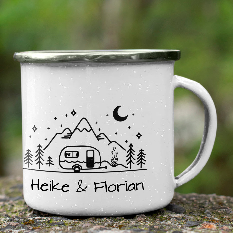 "Wohnwagen" personalisiert Emailletasse
