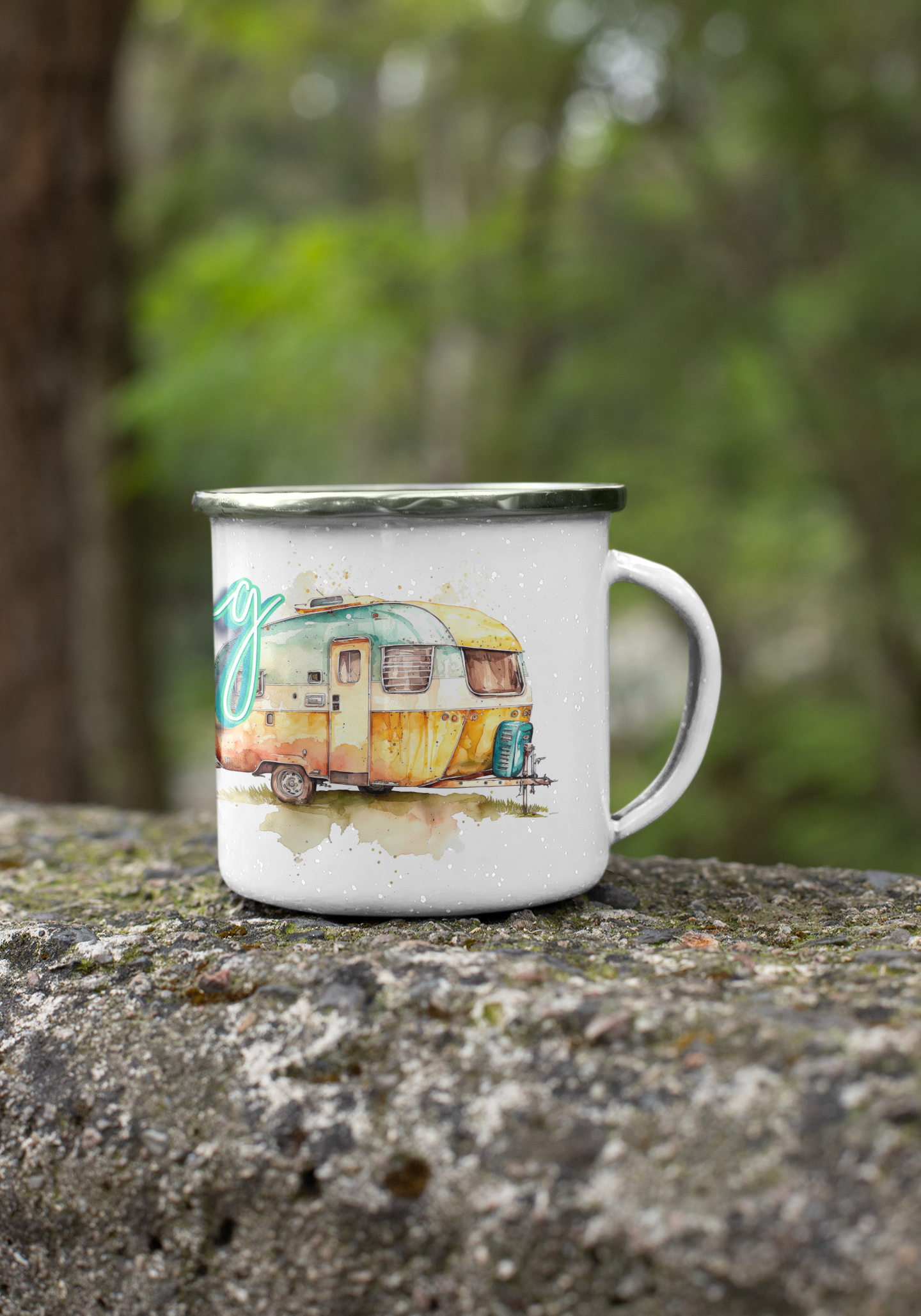 "CAMPING" personalisiert Emailletasse