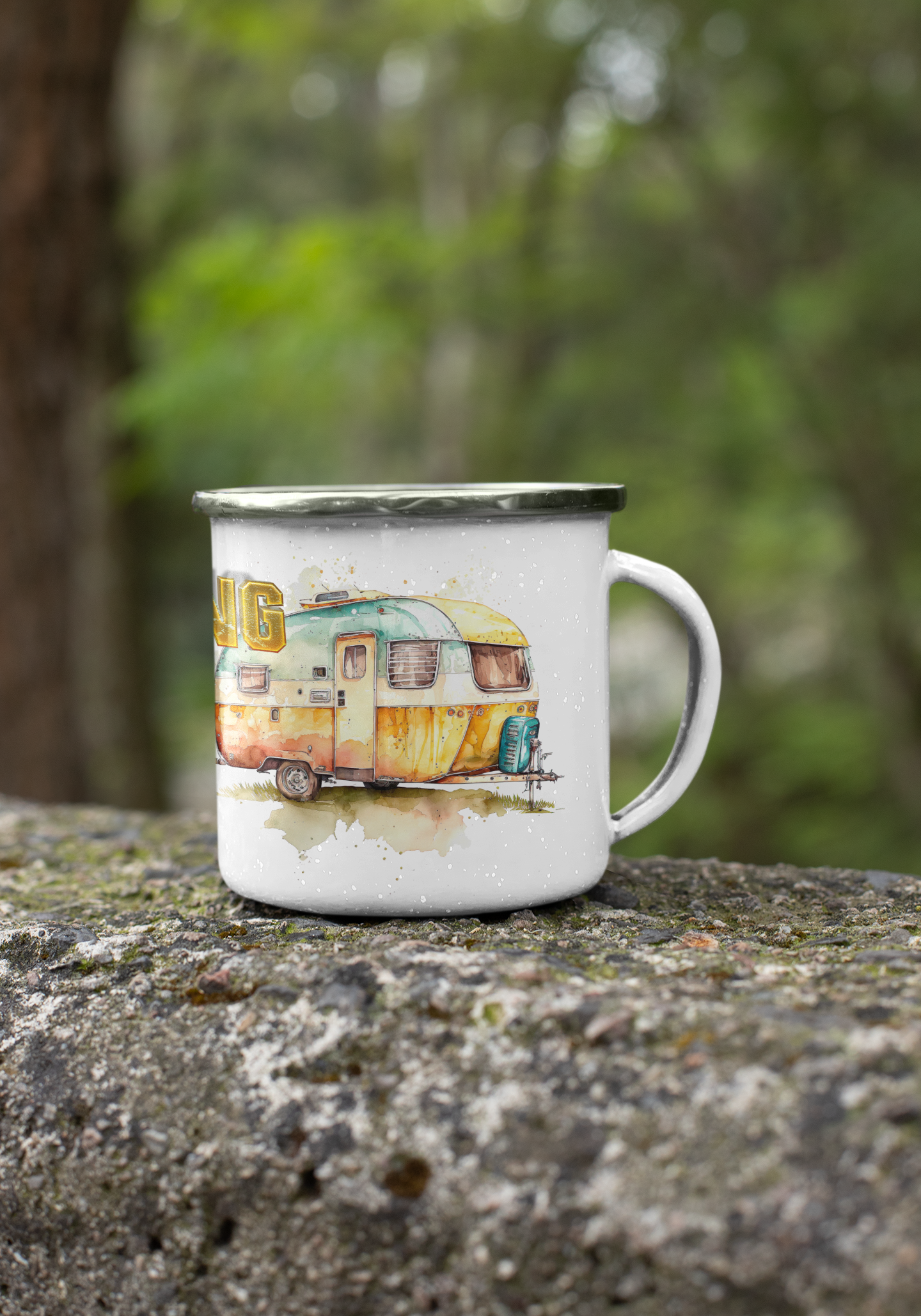 "CAMPING" personalisiert Emailletasse