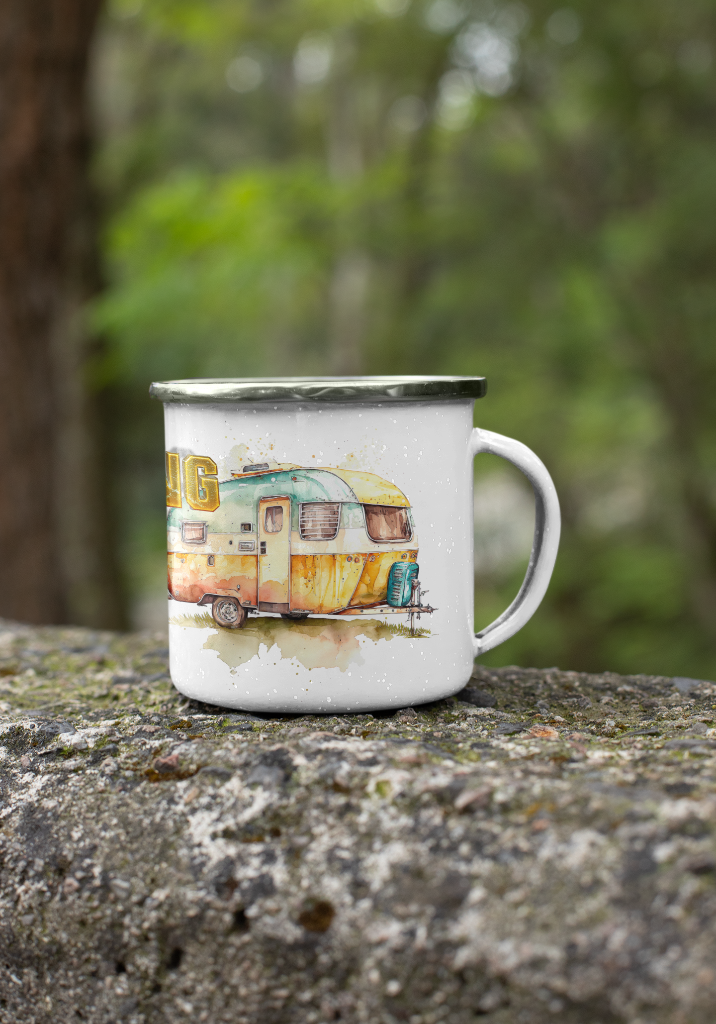 "CAMPING" personalisiert Emailletasse