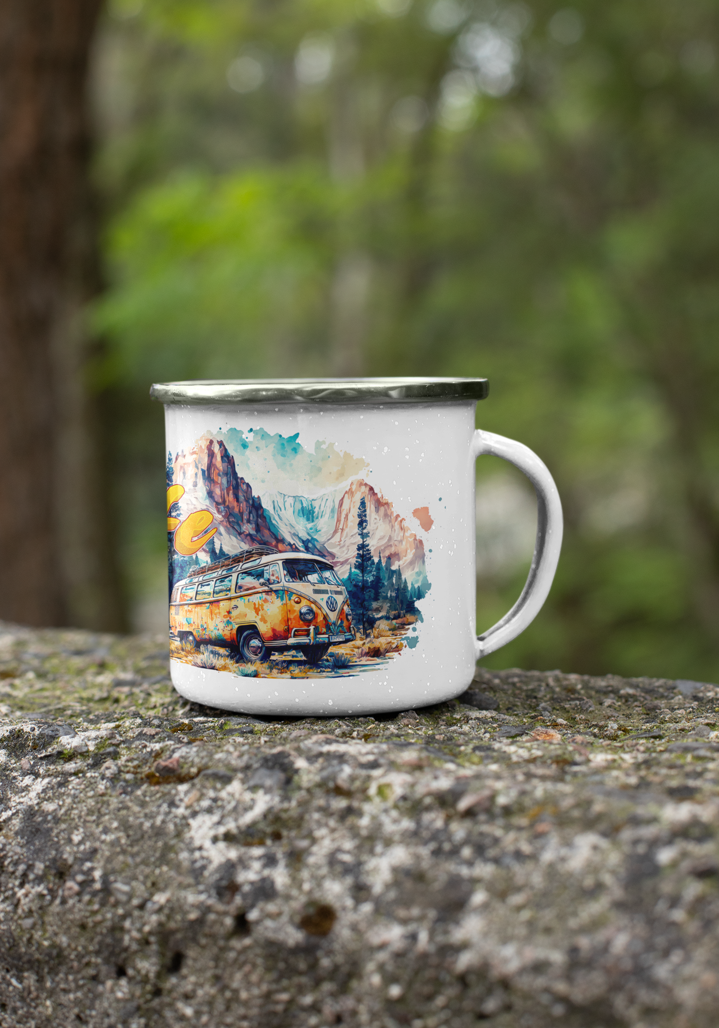 "Vanlife" personalisiert Emailletasse