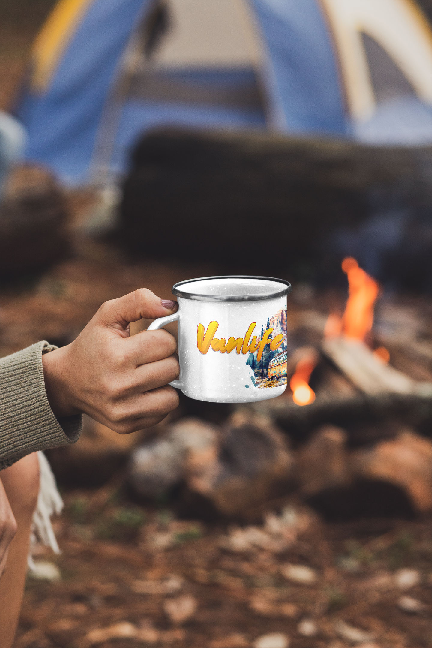"Vanlife" personalisiert Emailletasse