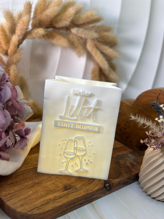 3D-Druckdatei - Windlicht - Papiertüte - Lieber Lillet statt Blumen