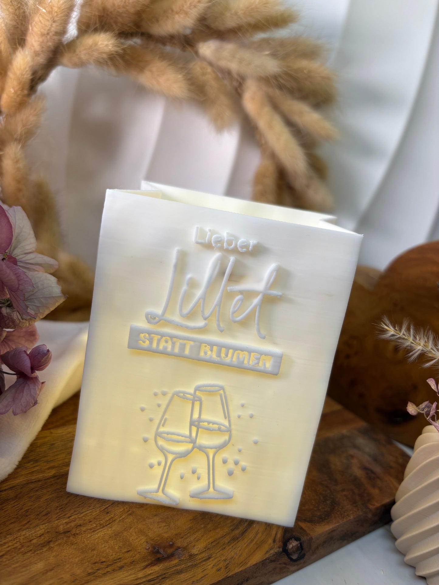 3D-Druckdatei - Windlicht - Papiertüte - Lieber Lillet statt Blumen