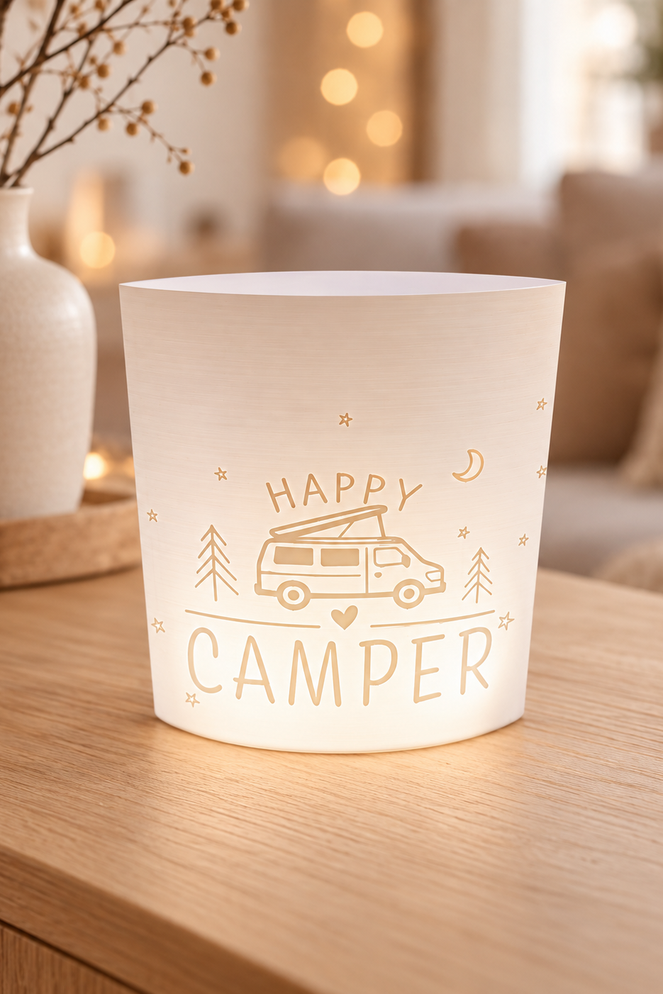 3D-Druckdatei  Windlicht "happy camper aufstelldach"