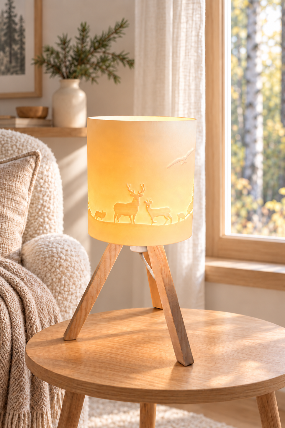 3D-Druckdatei - Lampe - für LED Lampenfassung mit Sockel - Jagdlandschaft