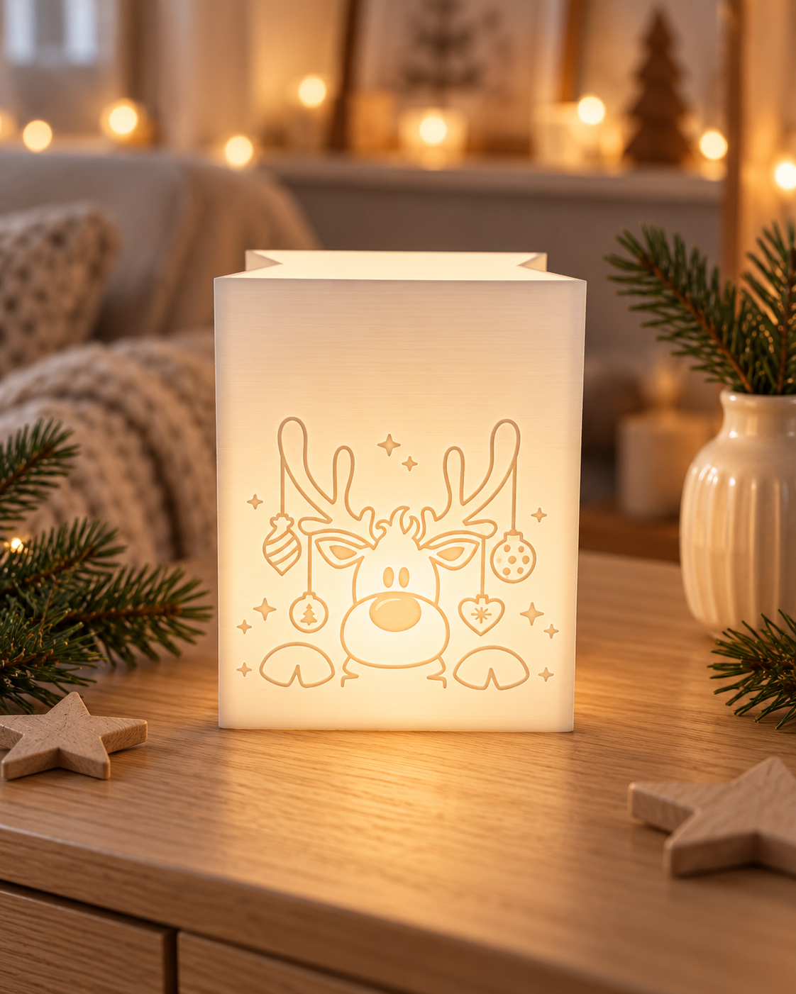 3D-Druckdatei - Windlicht - Papiertüte - Rentier