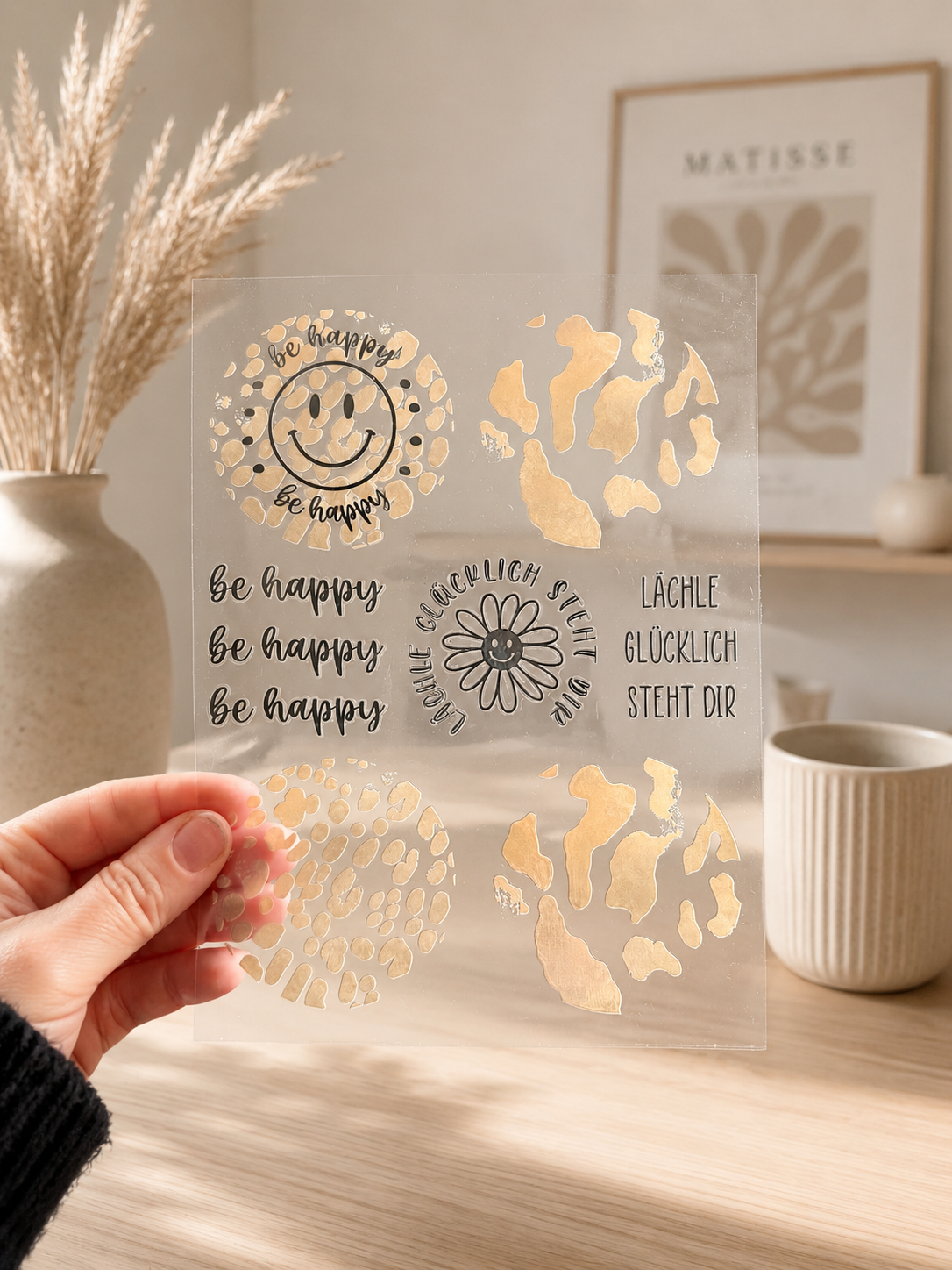 Rub-On Sticker Leo beige/gold