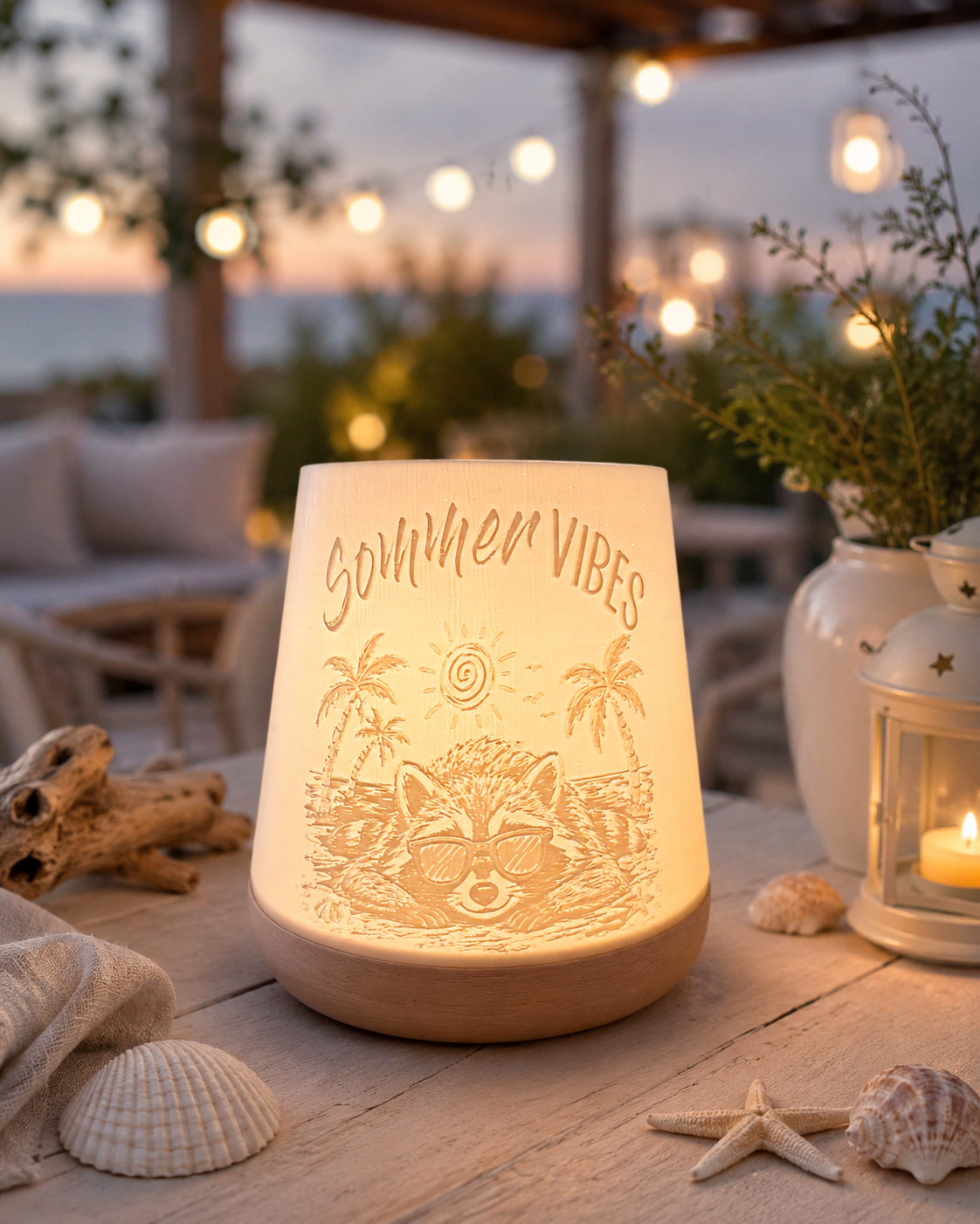 3D-Druckdatei - Windlicht - Sommer Vibes Waschbär
