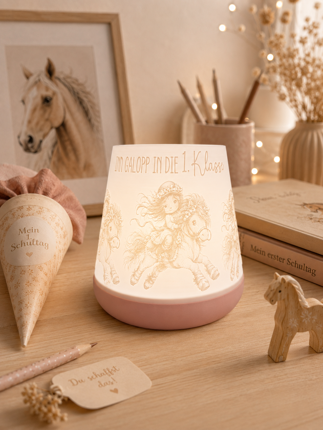 3D-Druckdatei - Windlicht - Im Galopp in die 1. Klasse