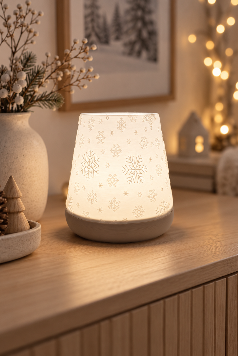 3D-Druckdatei - Windlicht - Schneeflocken Kegel
