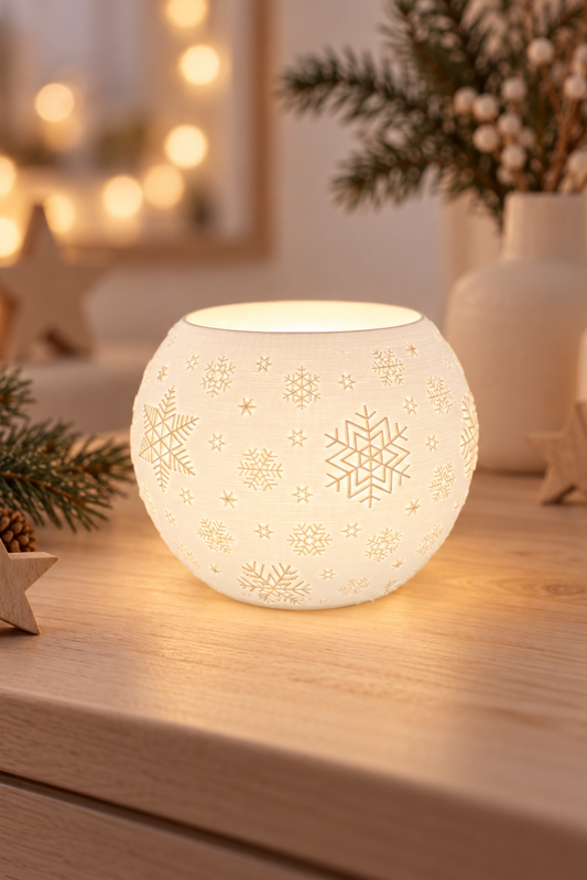 Kugel Windlicht - Schneeflocken