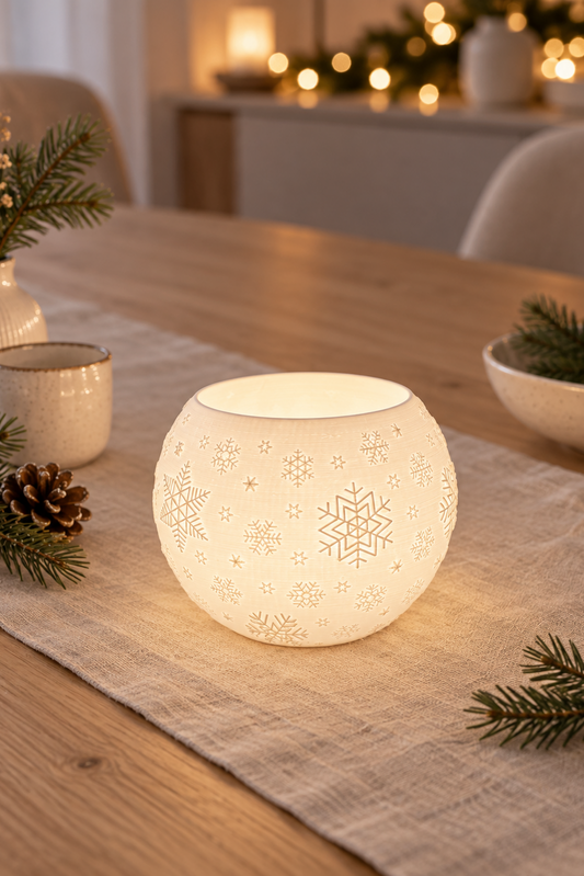 3D-Druckdatei - Kugel Windlicht - Schneeflocken