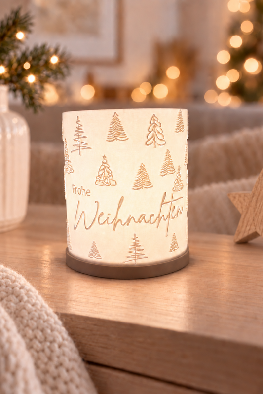 Windlicht - Frohe Weihnachten - Tannen