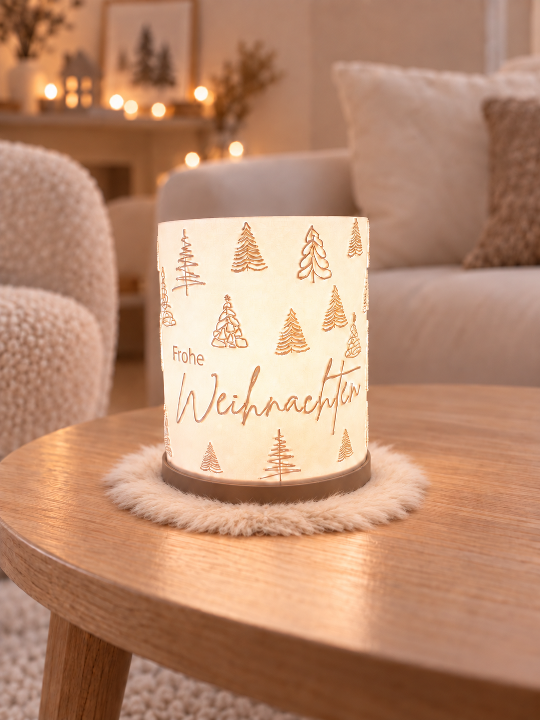 Windlicht - Frohe Weihnachten - Tannen