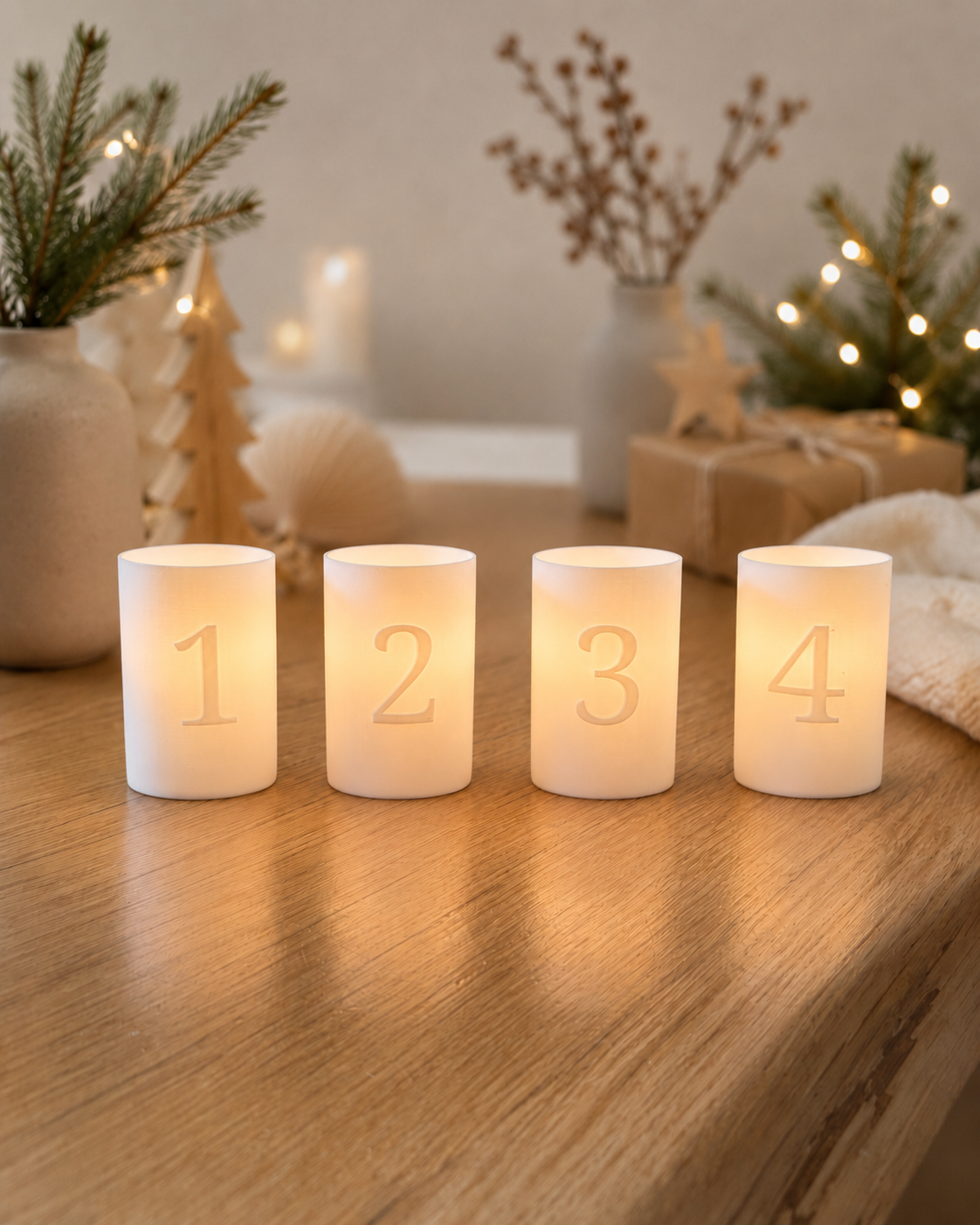 3D-Druckdatei - Windlichter - Adventskranz  Zahlen
