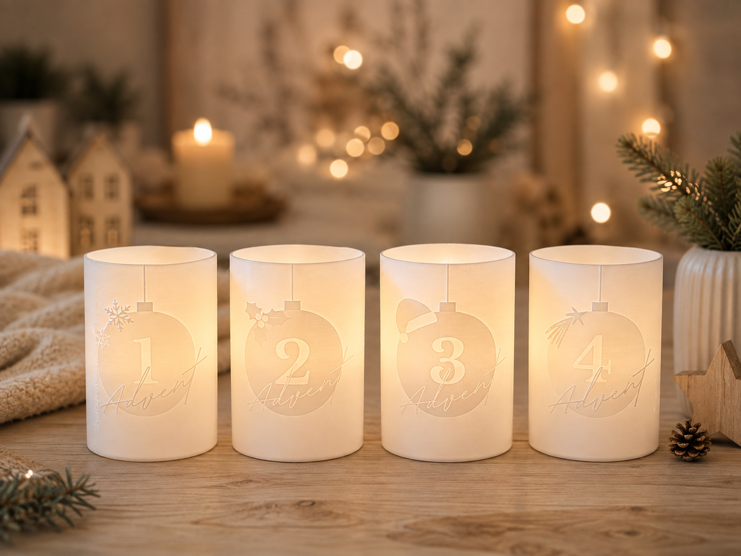 Windlichter - Adventskranz - Kugeln