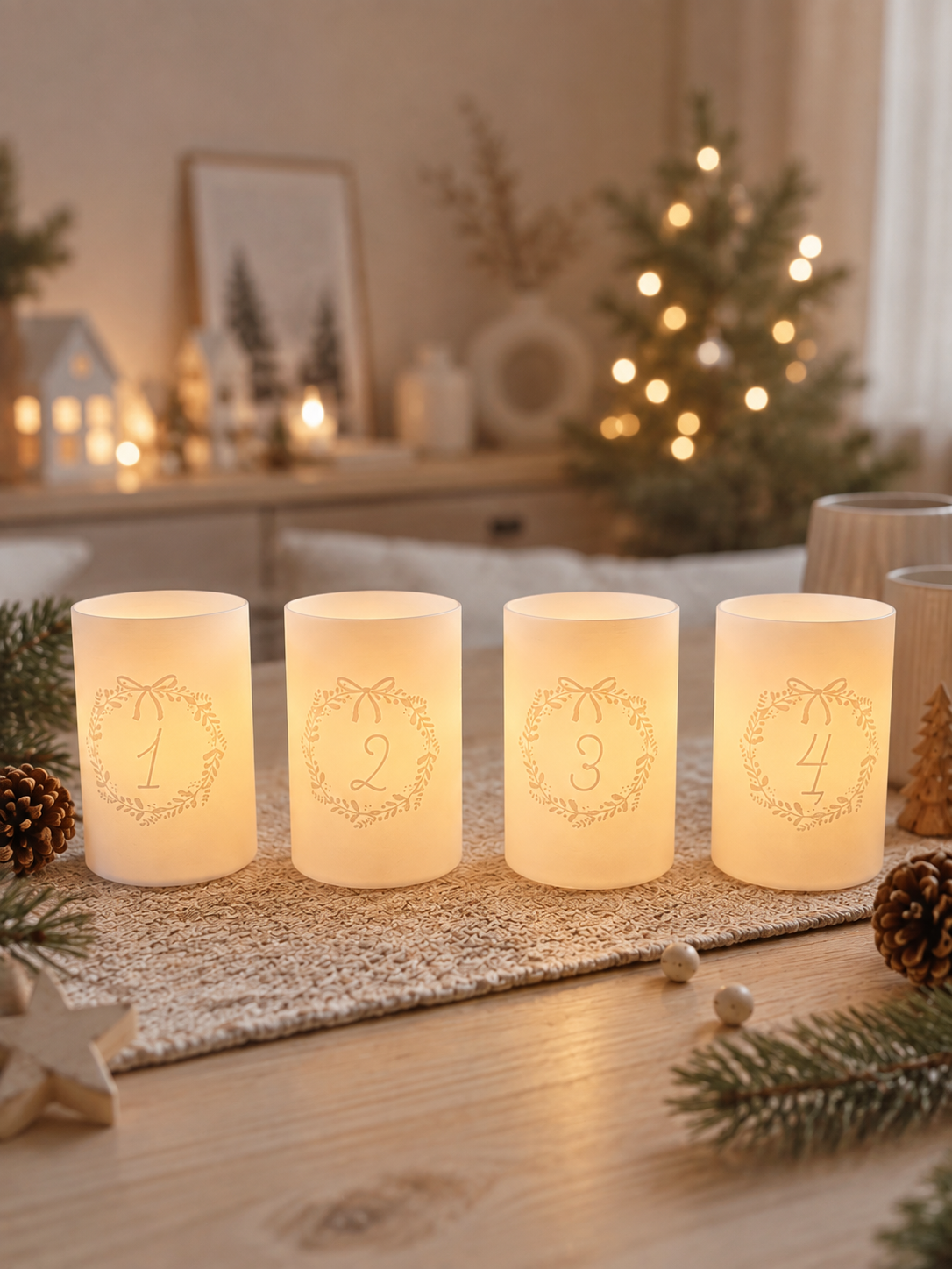 3D-Druckdatei - Windlichter - Adventskranz Kranz Zahlen