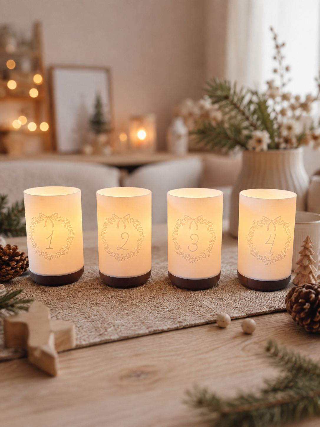 3D-Druckdatei - Windlichter - Adventskranz Kranz Zahlen