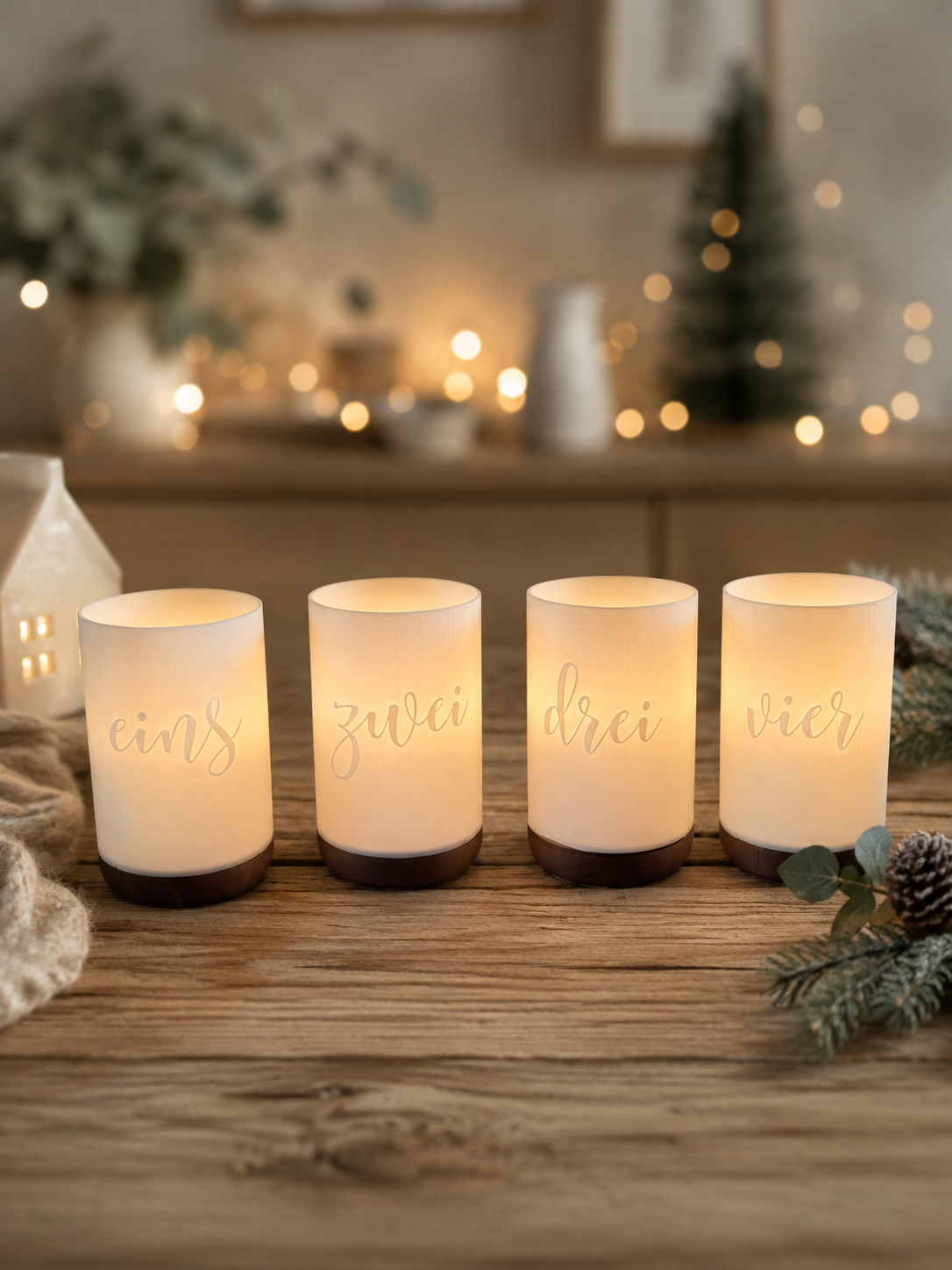 3D-Druckdatei - Windlichter - Adventskranz  Zahlen geschrieben