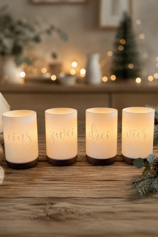 3D-Druckdatei - Windlichter - Adventskranz  Zahlen geschrieben