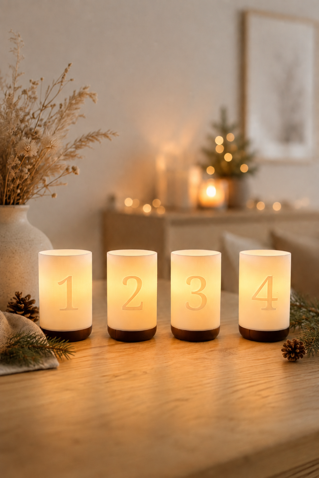 3D-Druckdatei - Windlichter - Adventskranz  Zahlen