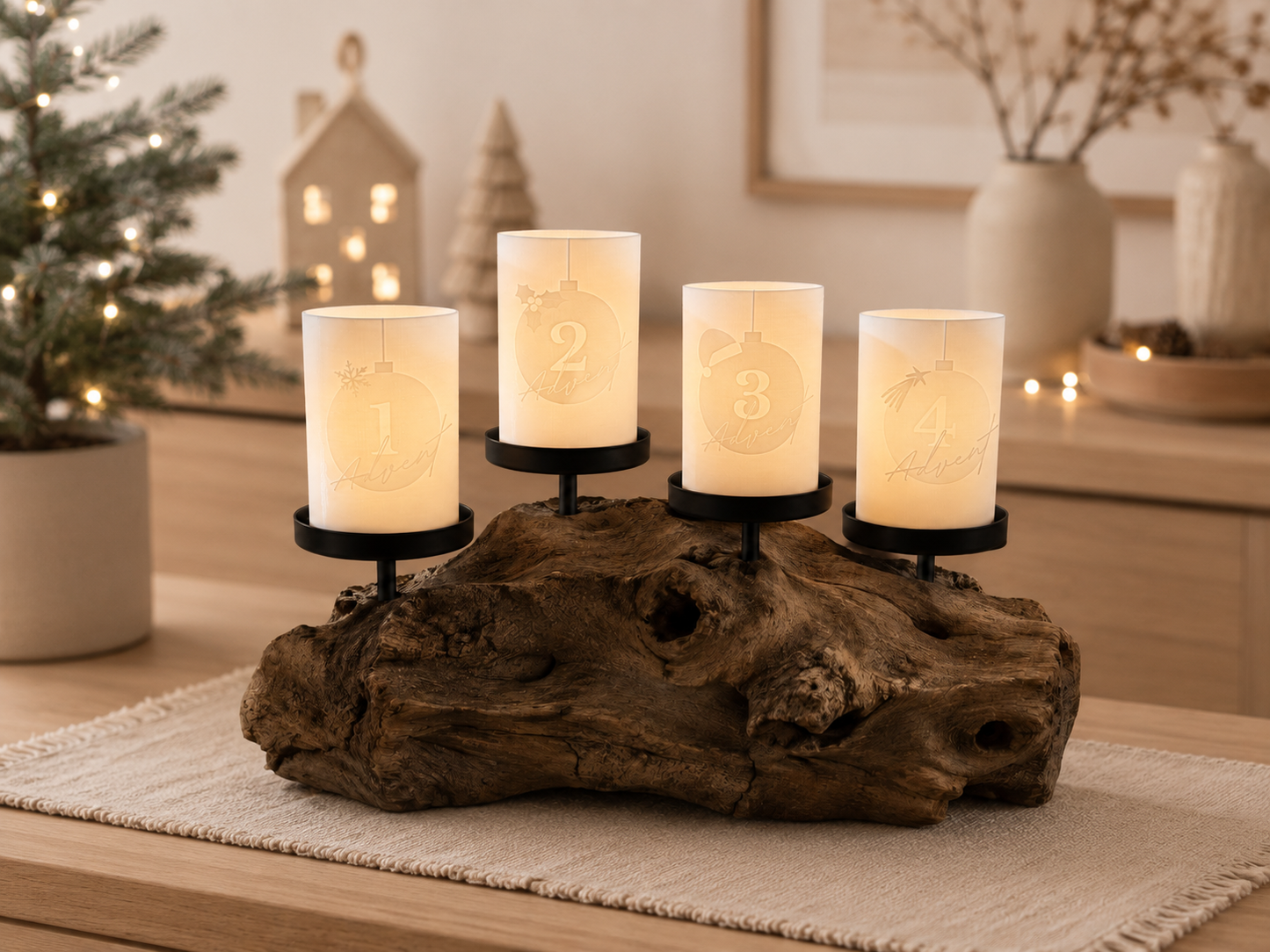 3D-Druckdatei - Windlichter - Adventskranz Kranz Zahlen