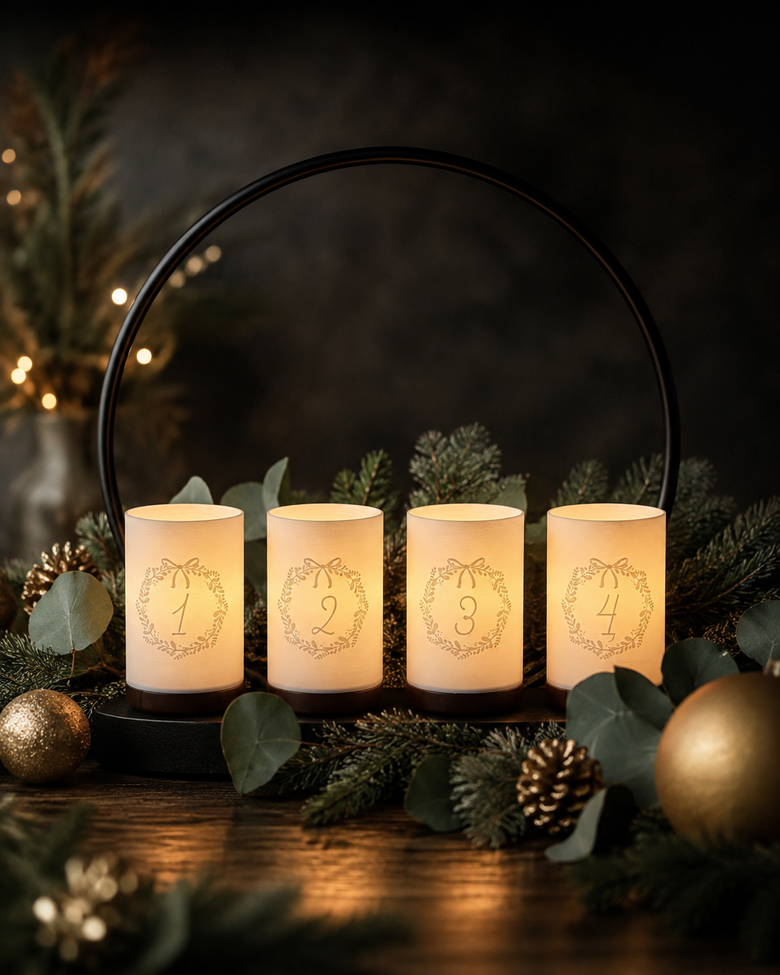 3D-Druckdatei - Windlichter - Adventskranz Kranz Zahlen