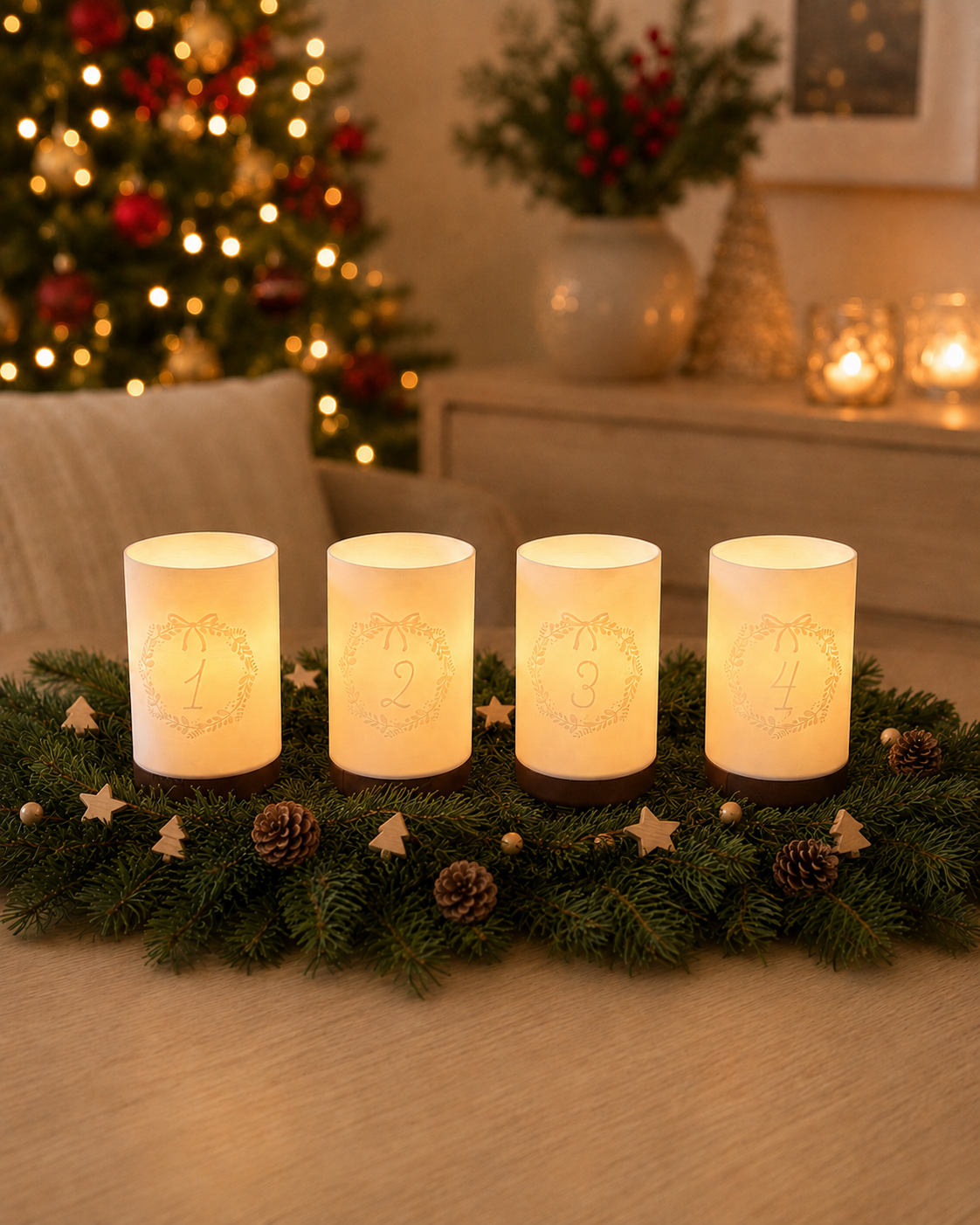 3D-Druckdatei - Windlichter - Adventskranz Kranz Zahlen