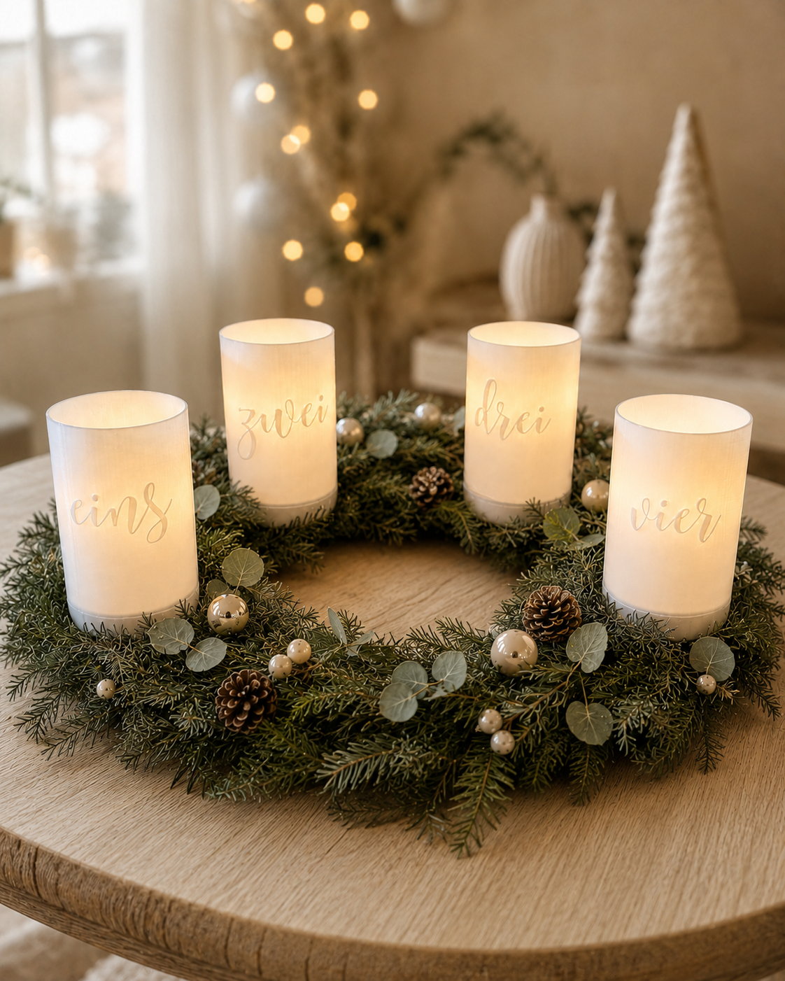 3D-Druckdatei - Windlichter - Adventskranz  Zahlen geschrieben