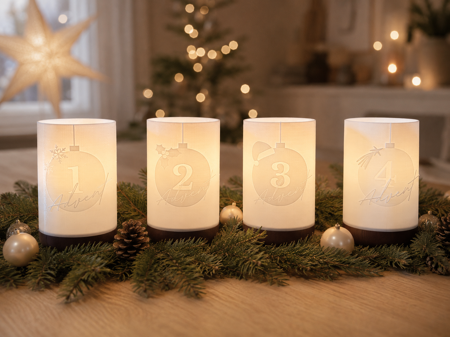 Windlichter - Adventskranz - Kugeln