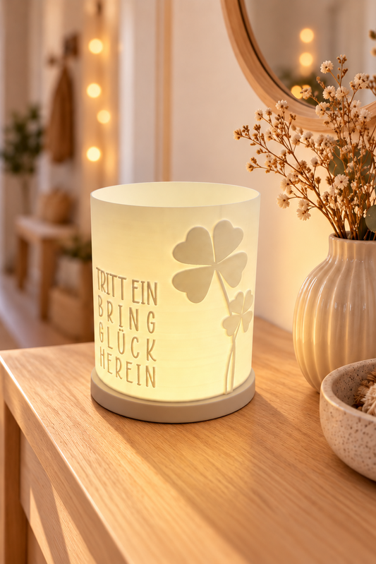 Windlicht - Tritt ein bring Glück herein