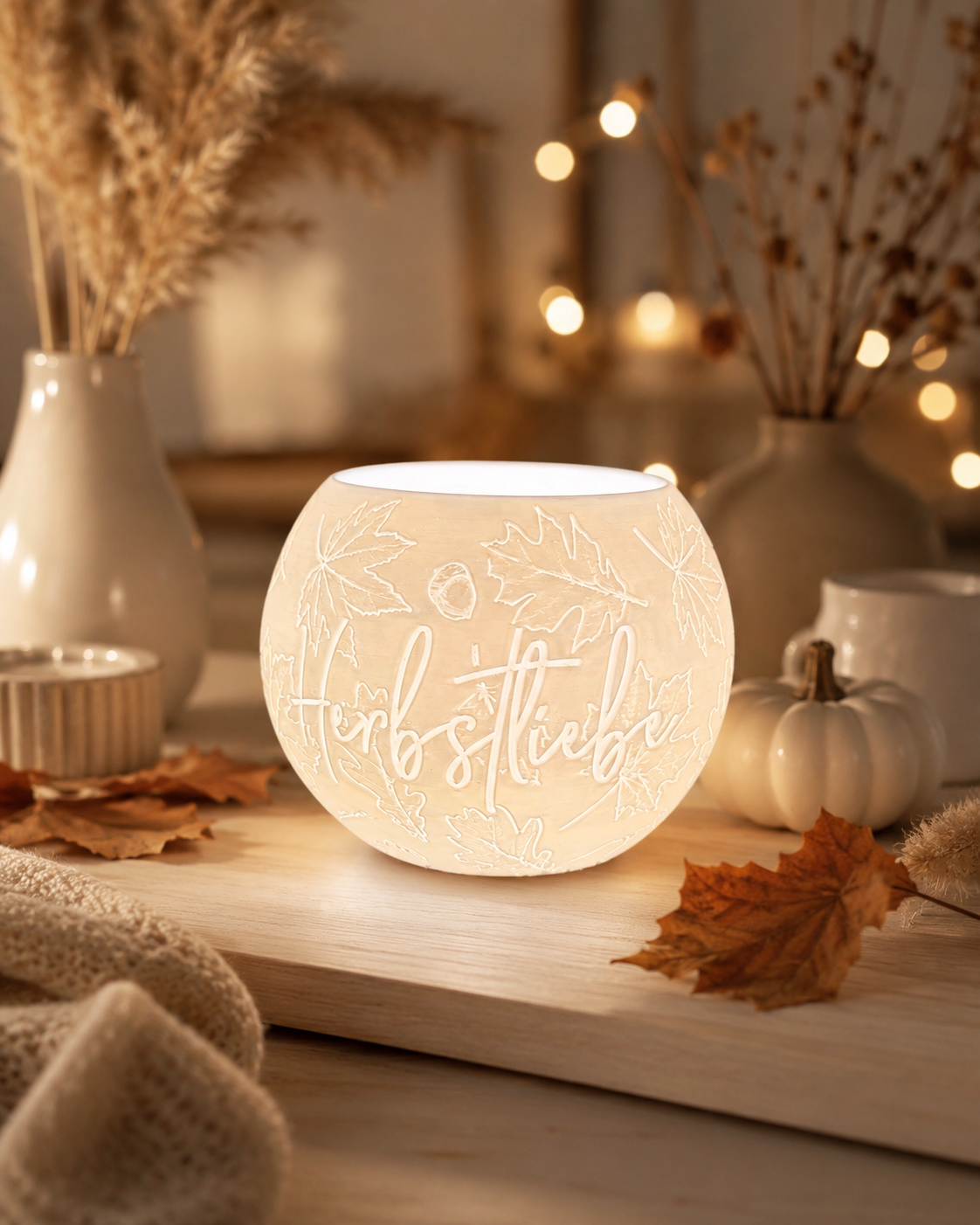 3D-Druckdatei - Kugel Windlicht - Herbstliebe