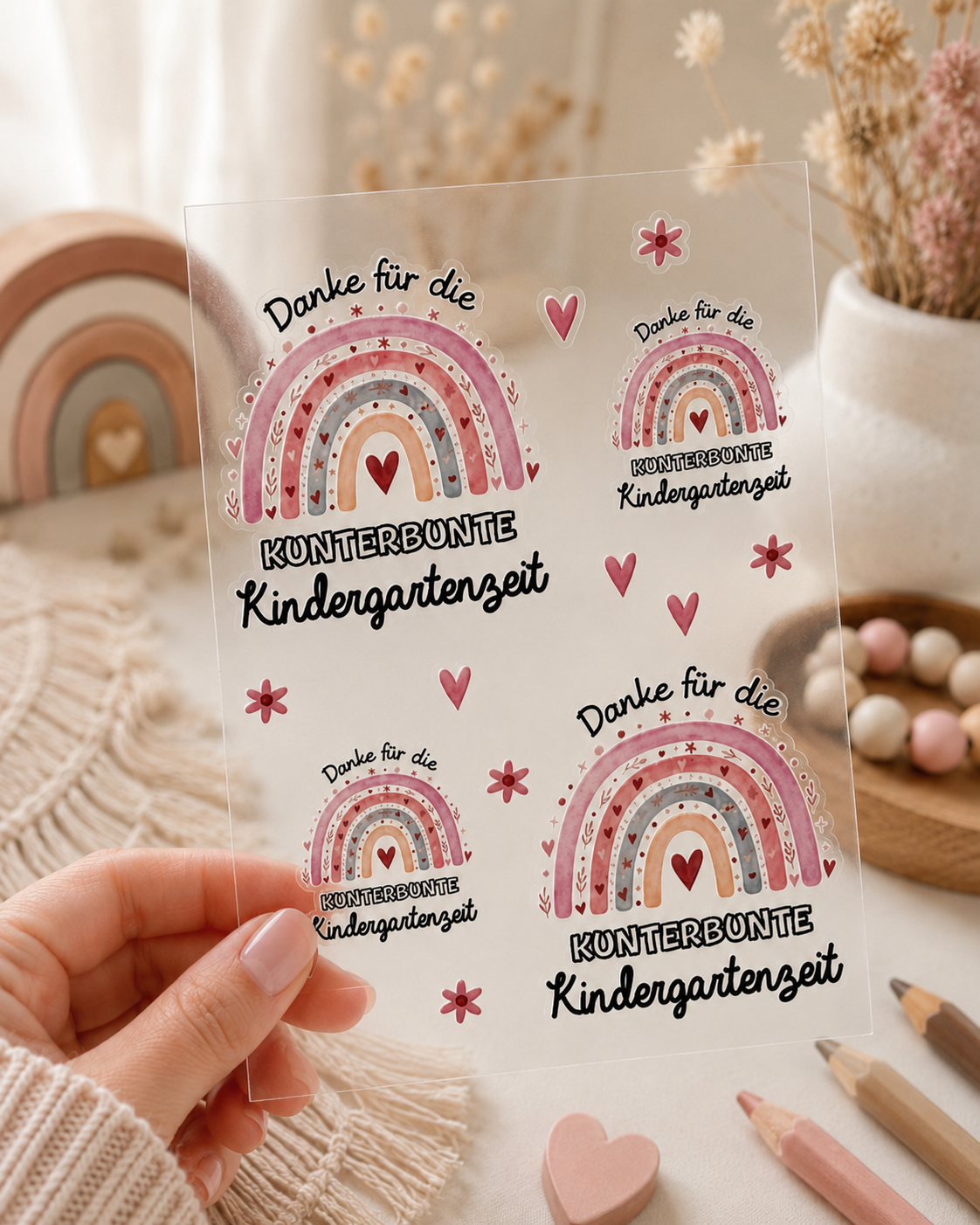 Rub-On Sticker Danke kunterbunte Kindergartenzeit