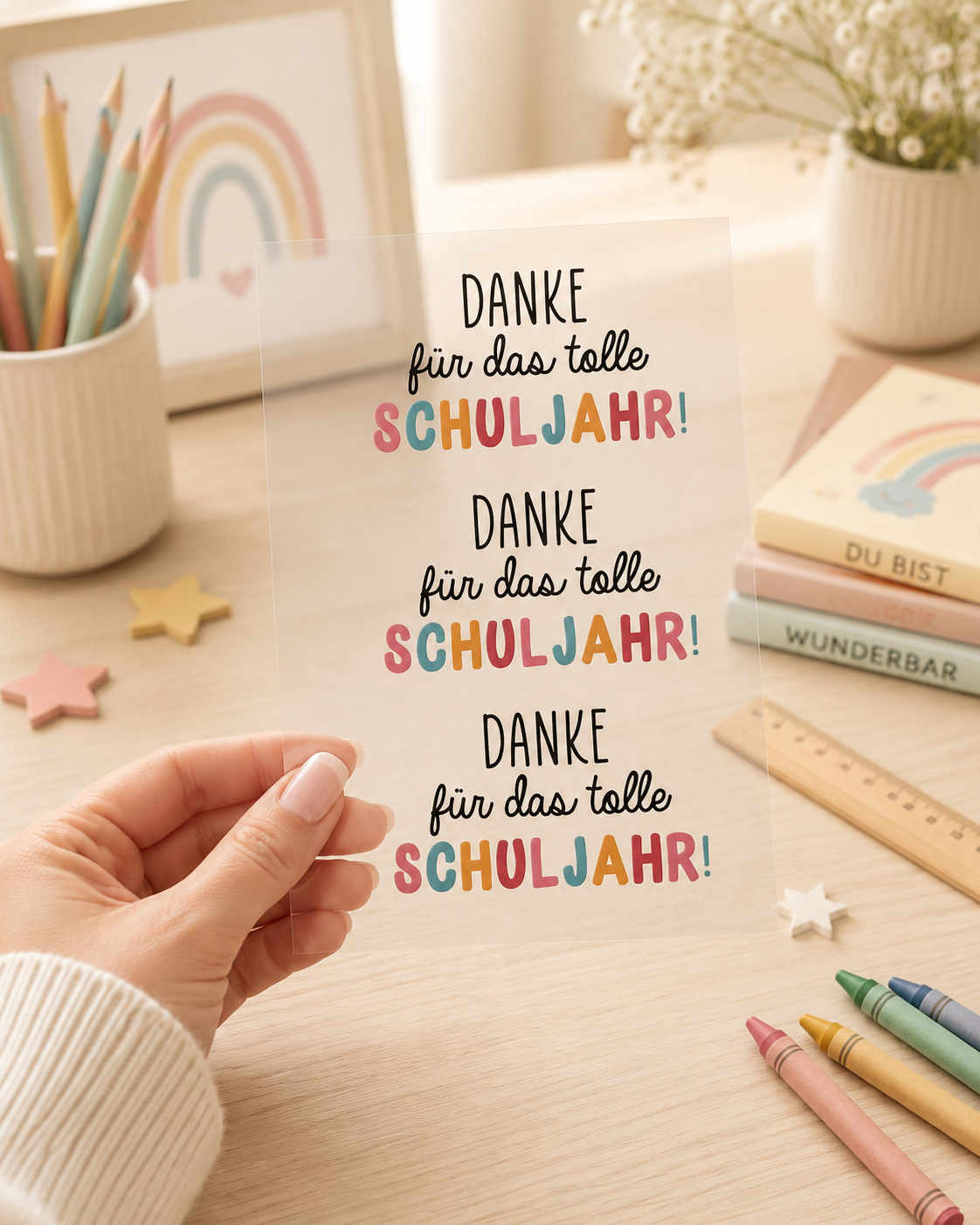 Rub-On Sticker Danke tolles Schuljahr