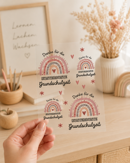 Rub-On Sticker Danke kunterbunte Grundschulzeit