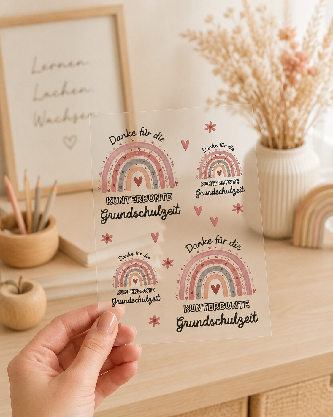 Rub-On Sticker Danke kunterbunte Grundschulzeit