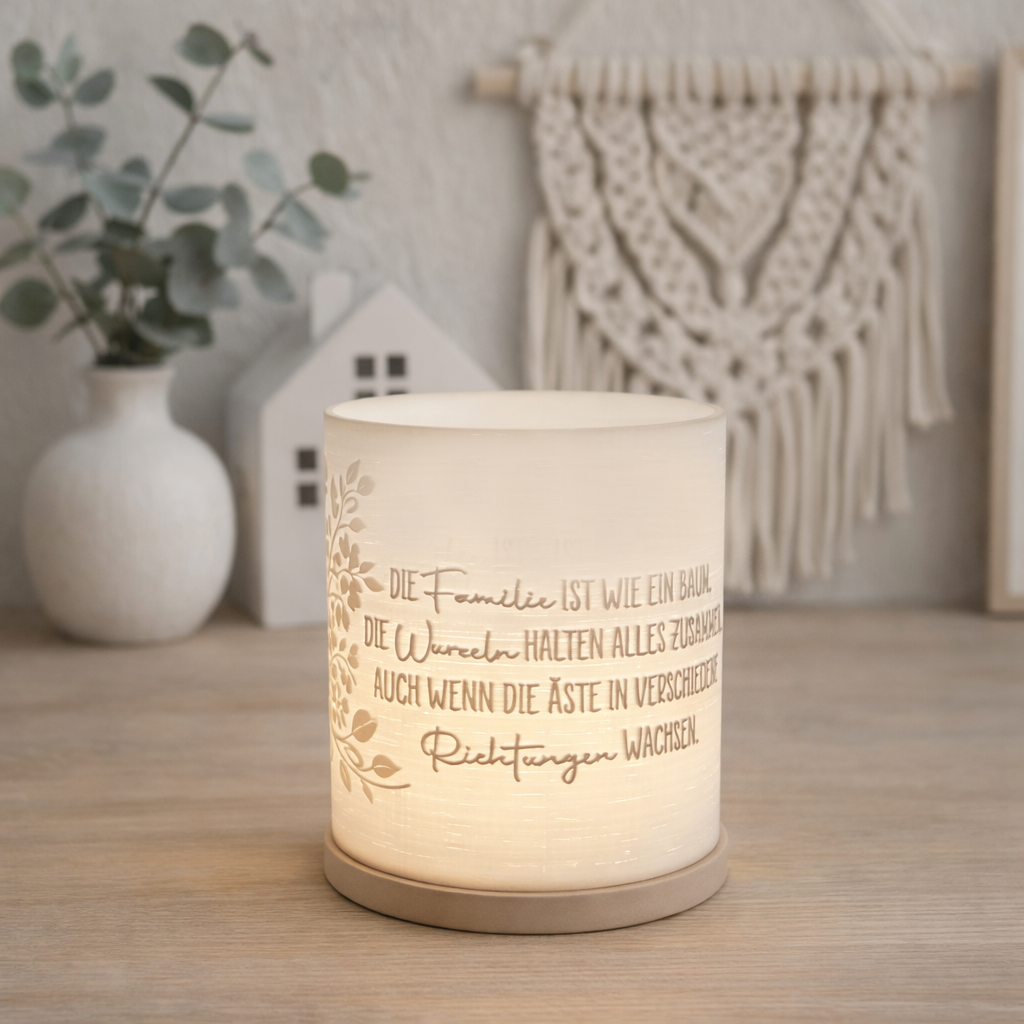 3D-Druckdatei - Windlicht - baum mit Familienspruch