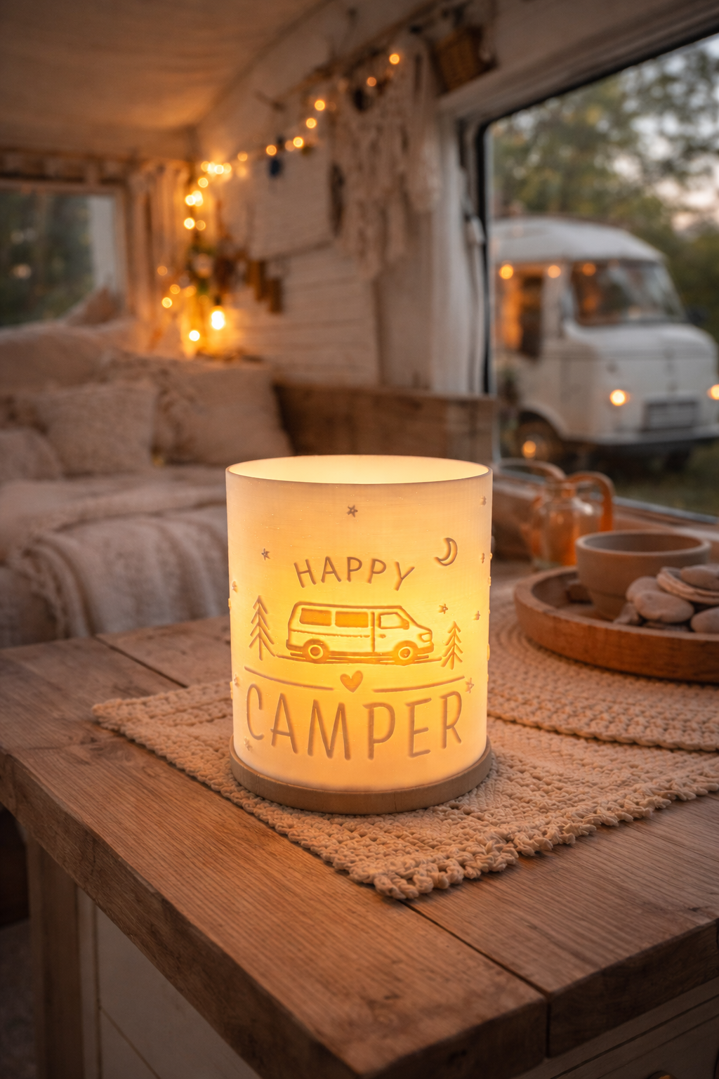 3D-Druckdatei - Windlicht - happy camper van