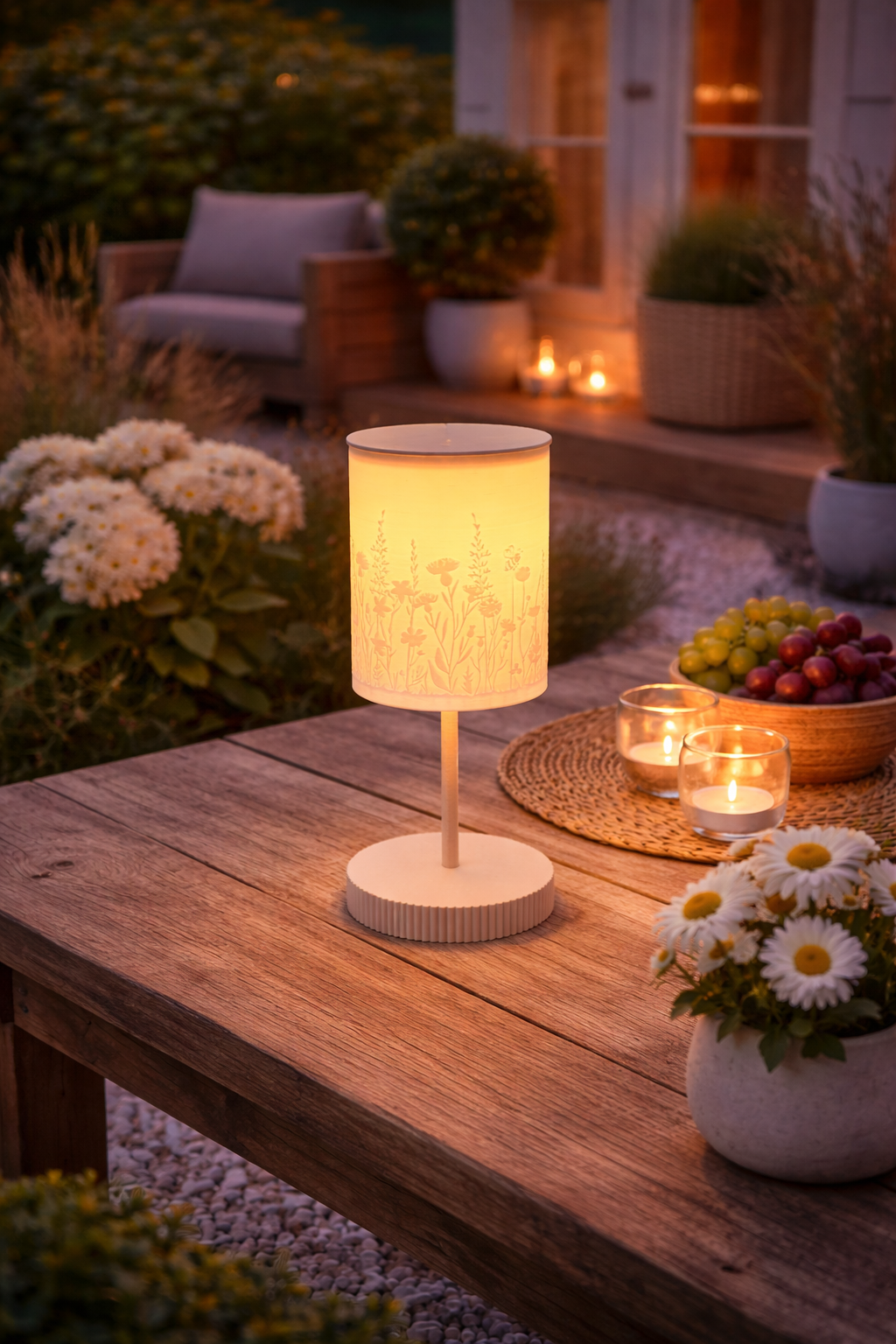 3D-Druckdatei - Windlicht - Blumenwiese - STL + 3MF - Deko  Solarlampe - Garten - LED-Licht