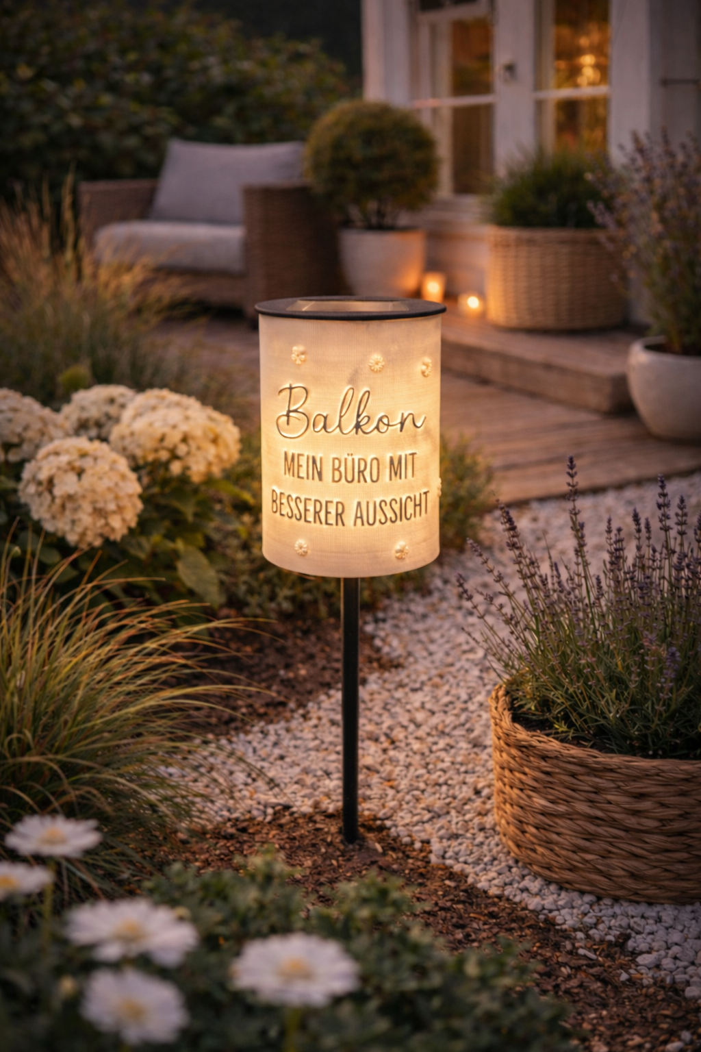 3D-Druckdatei - Windlicht - Balkon mein Büro mit besserer Aussicht  - STL + 3MF - Deko  Solarlampe - Garten - LED-Licht