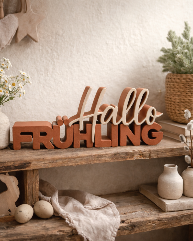 Hallo Frühling Deko Schriftzug in 3D