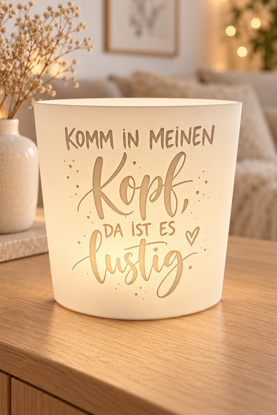 3D-Druckdatei  Windlicht "komm in meinen kopf"