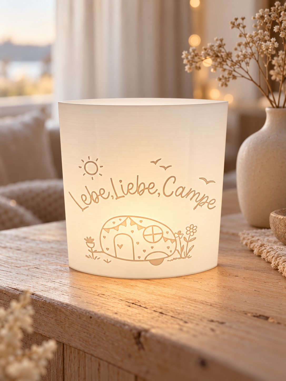 3D-Druckdatei  Windlicht "lebe liebe campe wowa"
