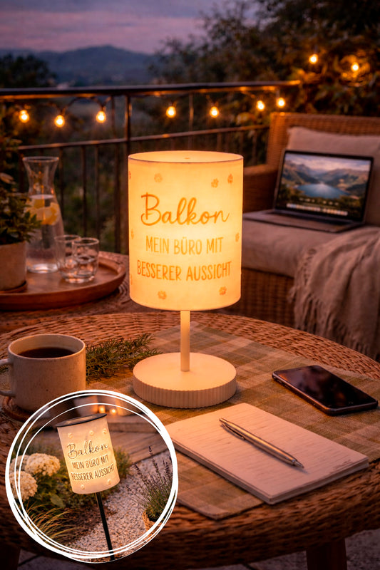 3D-Druckdatei - Windlicht - Balkon mein Büro mit besserer Aussicht  - STL + 3MF - Deko  Solarlampe - Garten - LED-Licht